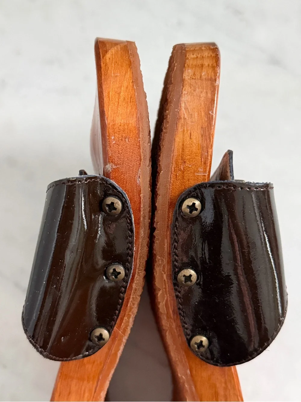 CHANEL Wood Slide Sandals with Gold CC Hardware Size 36 - Picture 5 of 12